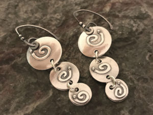 Metal Clay - Triple Spiral Dangle Earrings @ A Place to Bead | San Marino | California | United States