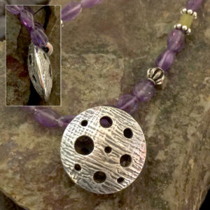 Trypo-Glyphic Fine Silver Lentil Bead Pendant Necklace @ A Place to Bead | San Marino | California | United States